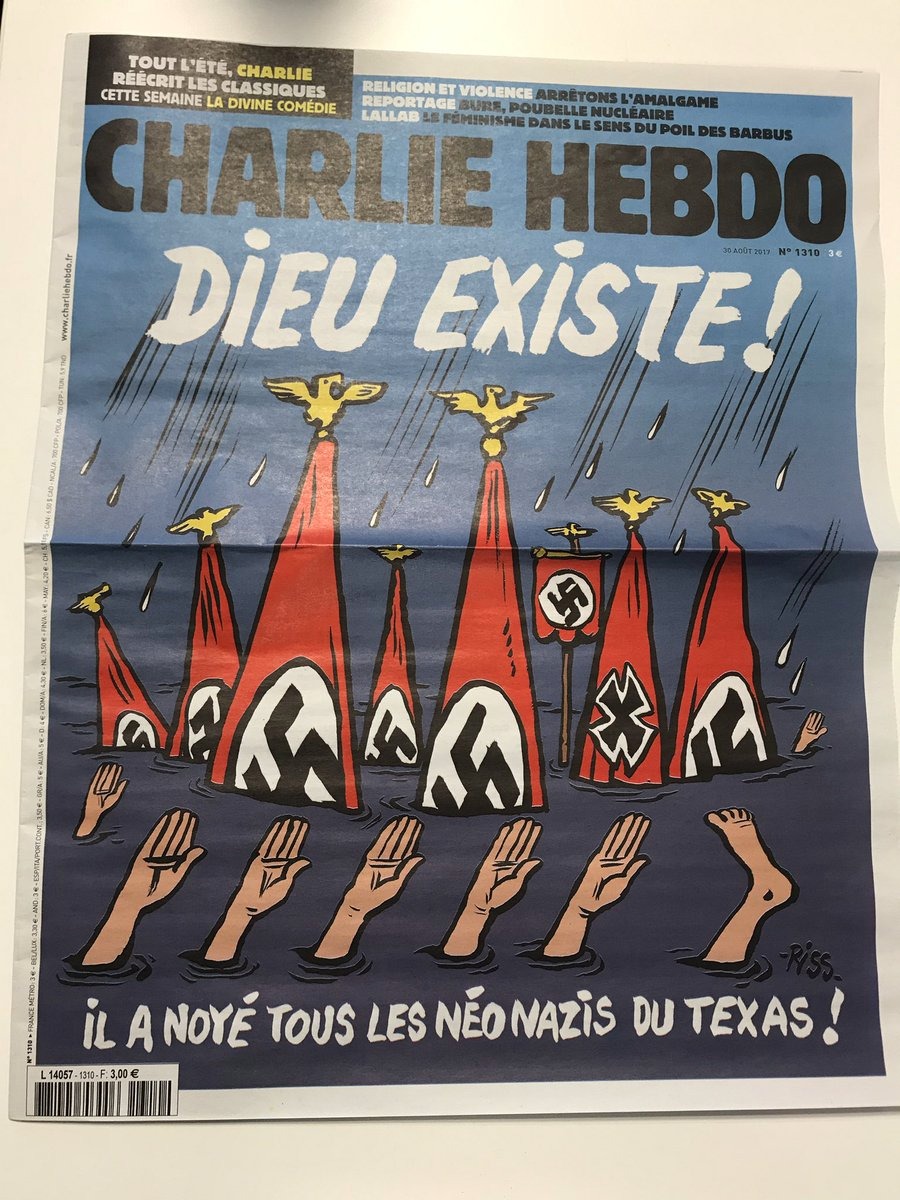 Charlie Ide Charlie Hebdo publica controvertida portada sobre inundaciones en Texas ...