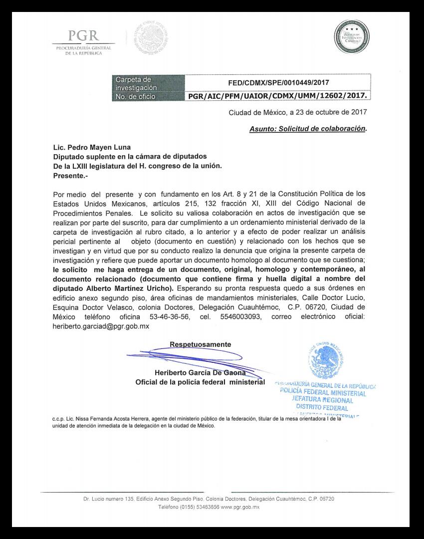 PGR investiga al diputado Alberto Martìnez Urincho