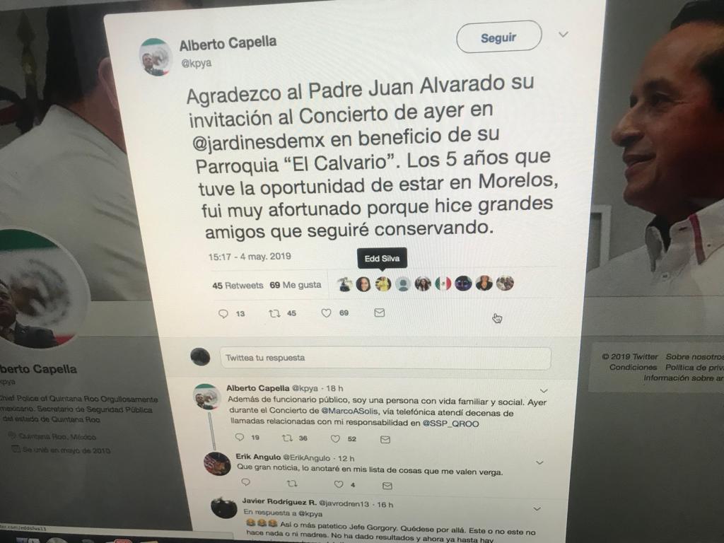 Titular SSP de Q. Roo, Alberto Capella, se divierte en Morelos y todo lo arregla «por teléfono»