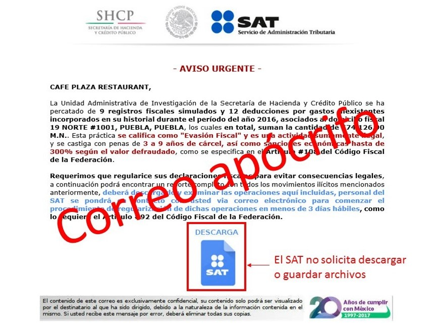 Como Detectar Correos Falsos del SAT
