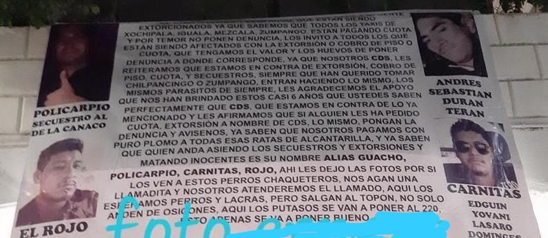 Cartel del Sur deja narco manta