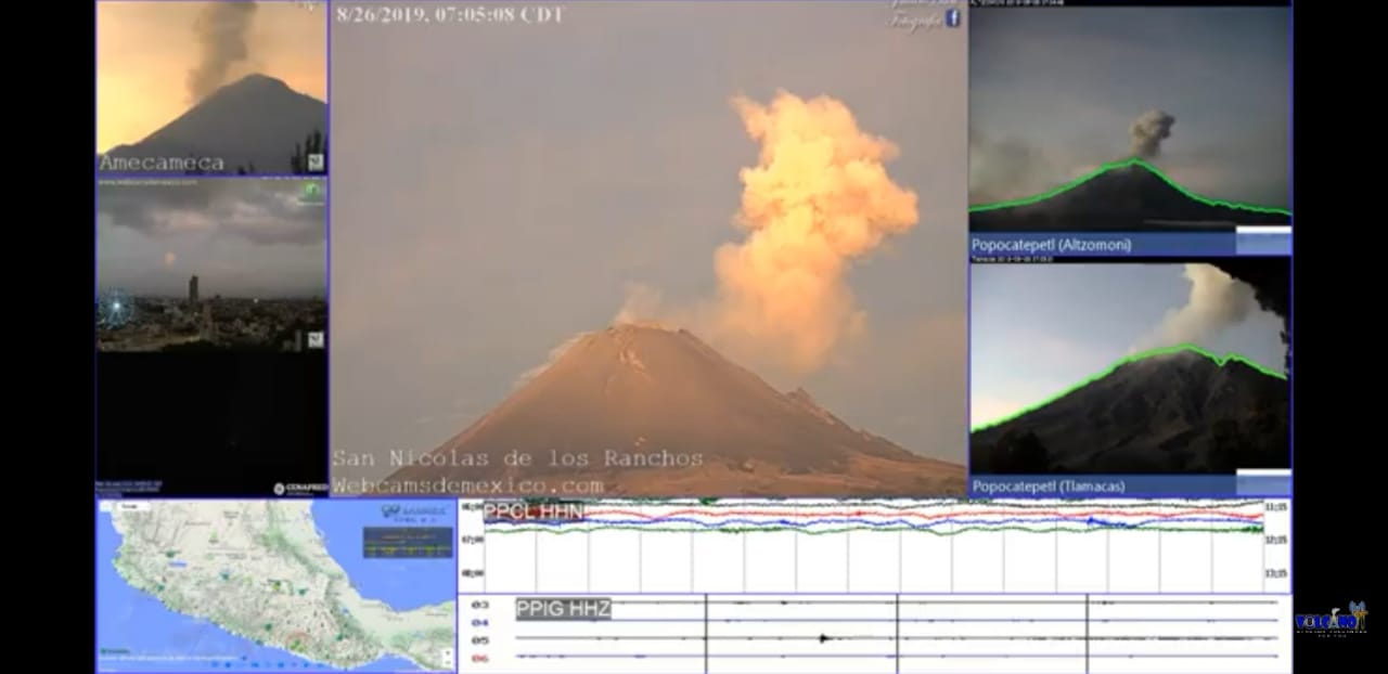 Tuvo exhalación esporádicas el Popocatépetl