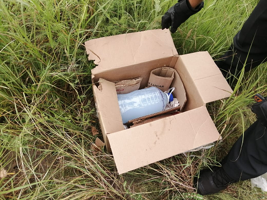 Binomios de la GN localizan metanfetamina líquida en garrafa de suavizante