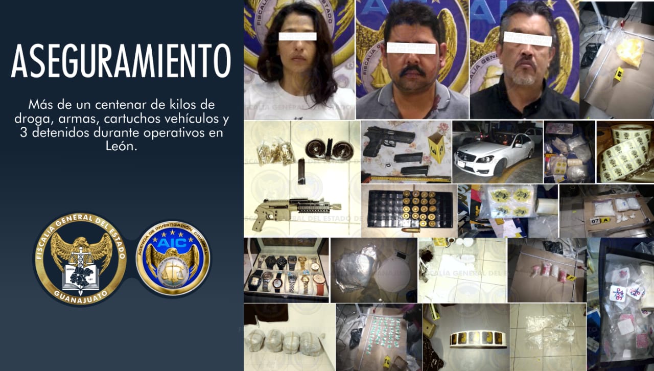 Tras cateos aseguran 100 kg de droga, caen 3 y decomisan armas de fuego