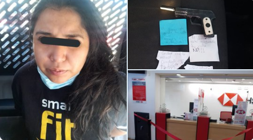 Mujer intenta asaltar banco y fracasa