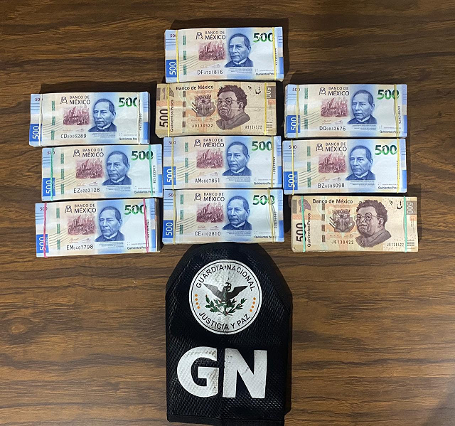 GN detiene a una persona con medio millón de pesos sin declarar