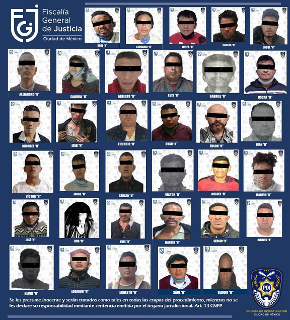 FGJ detienen a 34 personas por delitos en diversas modalidades