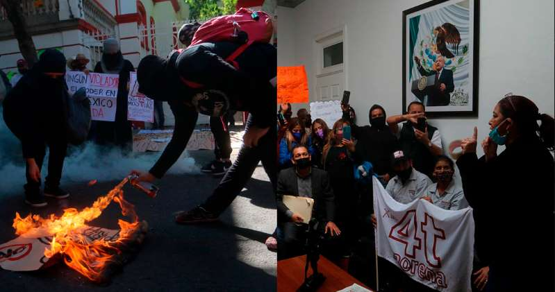Militantes de Morena toman la sede en la CDMX y realizan pintas