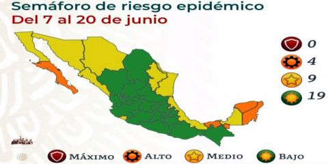 Diecinueve estados estarán en verde a partir del lunes 7 de junio