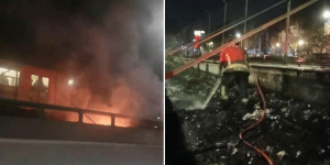 Se registra incendio a un lado de las vías de la línea dos del metro