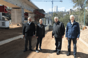 Acompaña Del Mazo a AMLO y a Sheinbaum en un recorrido por obras del Tren Toluca-CDMX
