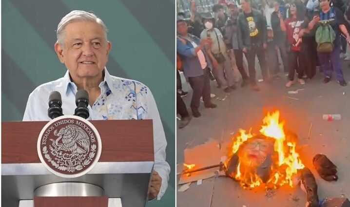 Condeno tajantemente la quema de la figura de Norma Piña: AMLO