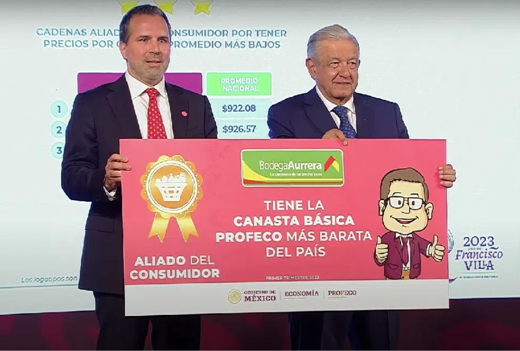 AMLO y Profeco reconocen a Bodega Aurrera por ofrecer los precios más bajos de la canasta básica