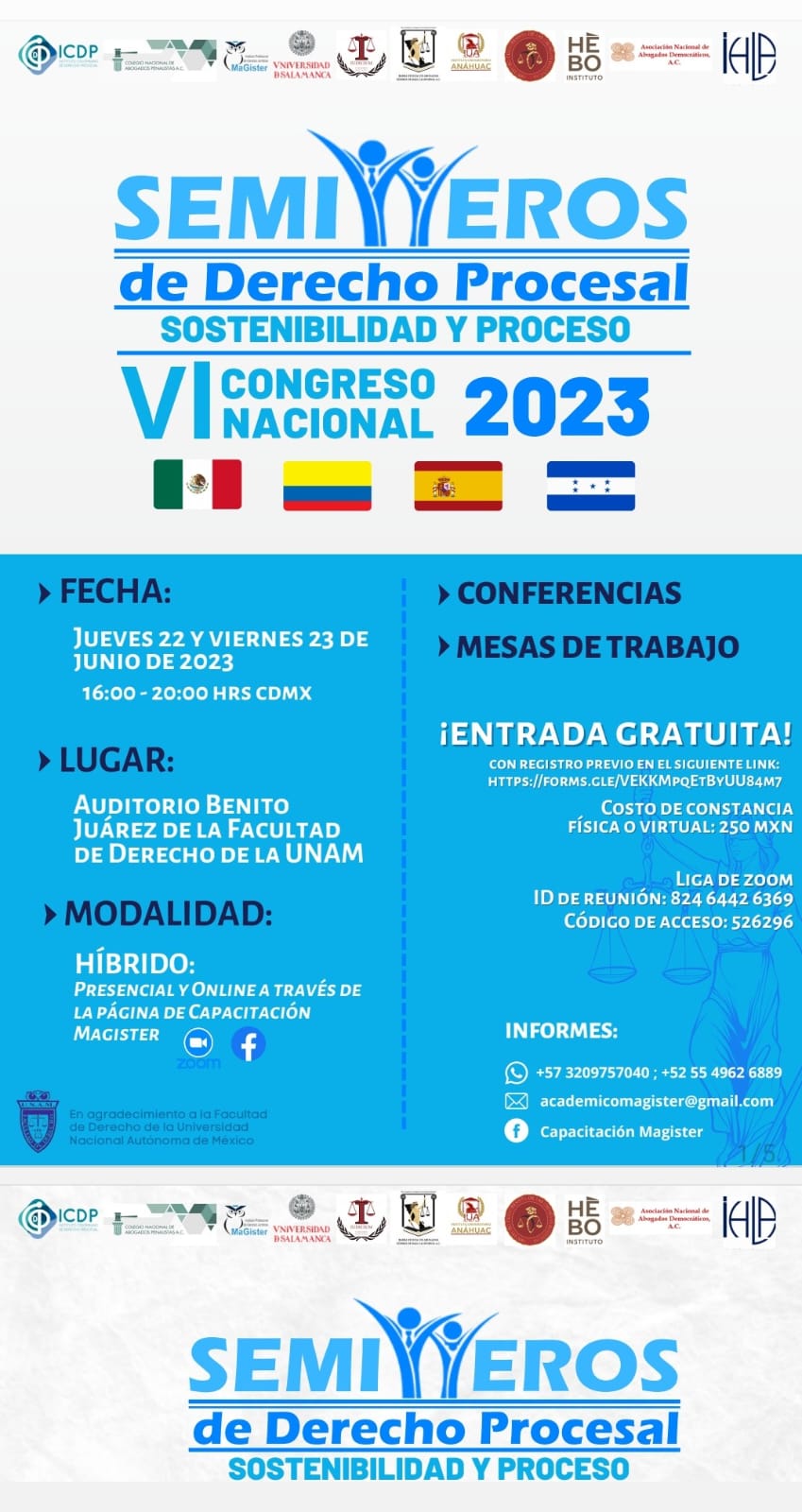 Un éxito el VI Congreso Nacional semilleros del Derecho Procesal 2023