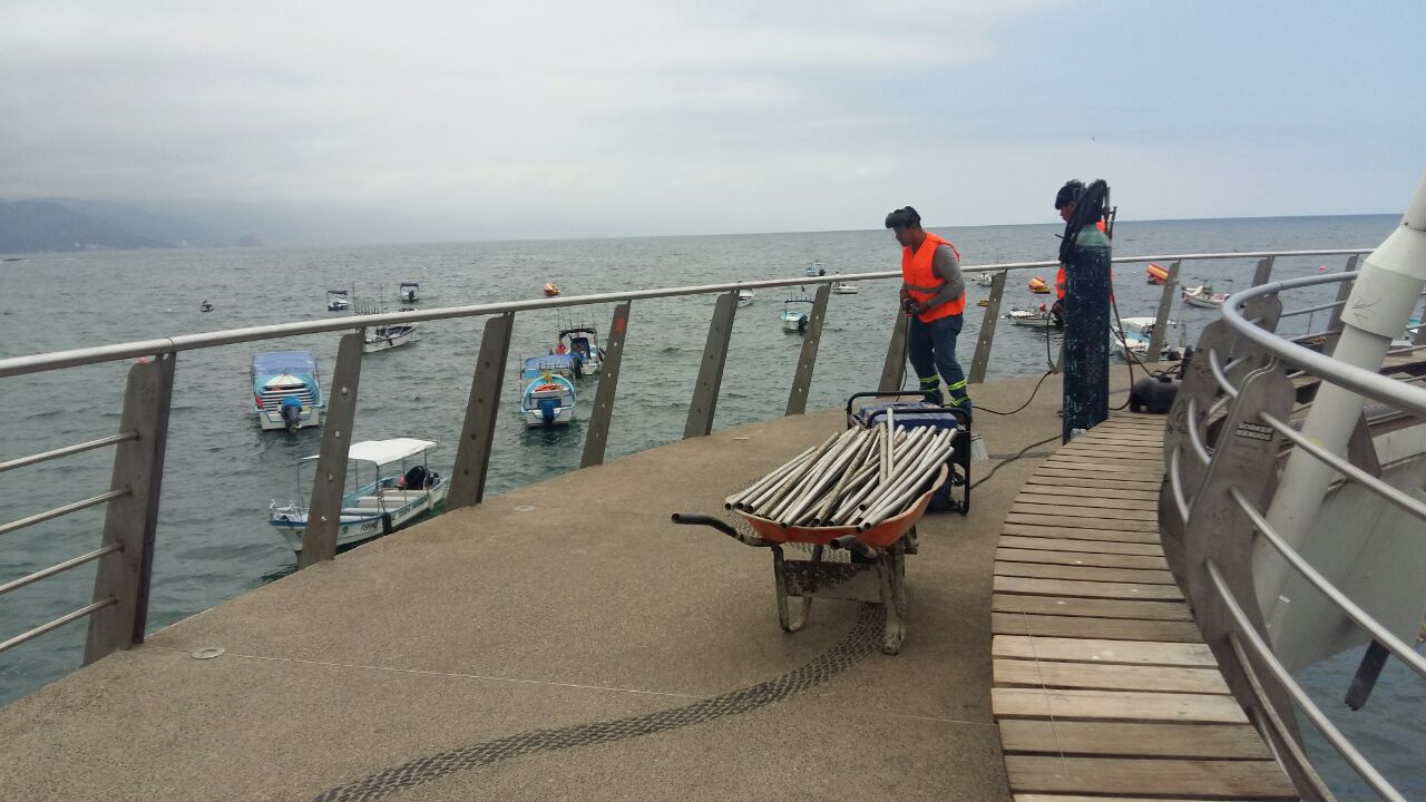 Iniciaron trabajos de rehabilitación del muelle de Playa de los Muertos en Puerto Vallarta