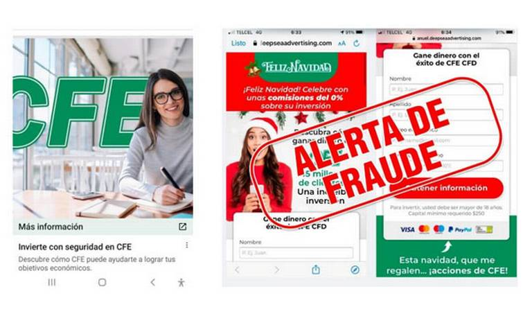 Identifican cinco modalidades de fraude usando a la CFE como promoción