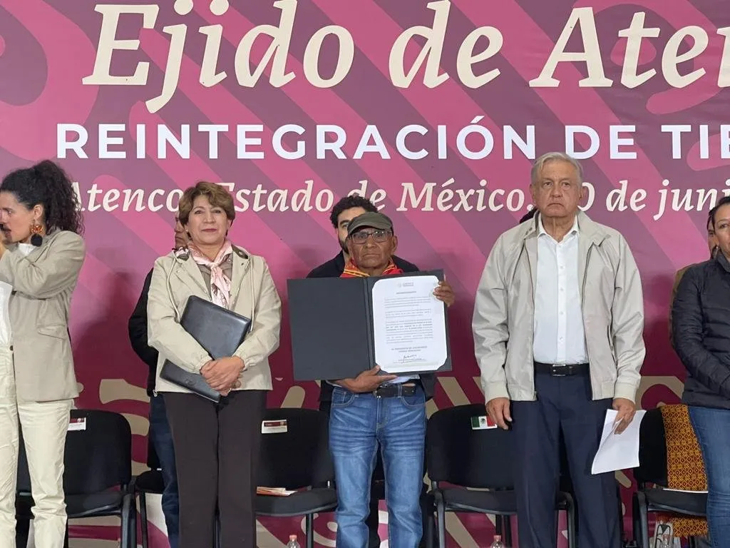 Derechos Reivindican de Núcleos Agrarios que por décadas han sido víctimas de despojo con visita de AMLO Y D elfina Gómez a Atenco Edoméx