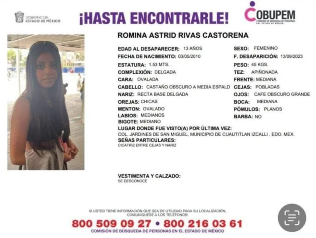 A Romina Astrid se Busca, Desapareció de Calles de Cuautitlán Edoméx, su Familia la Busca
