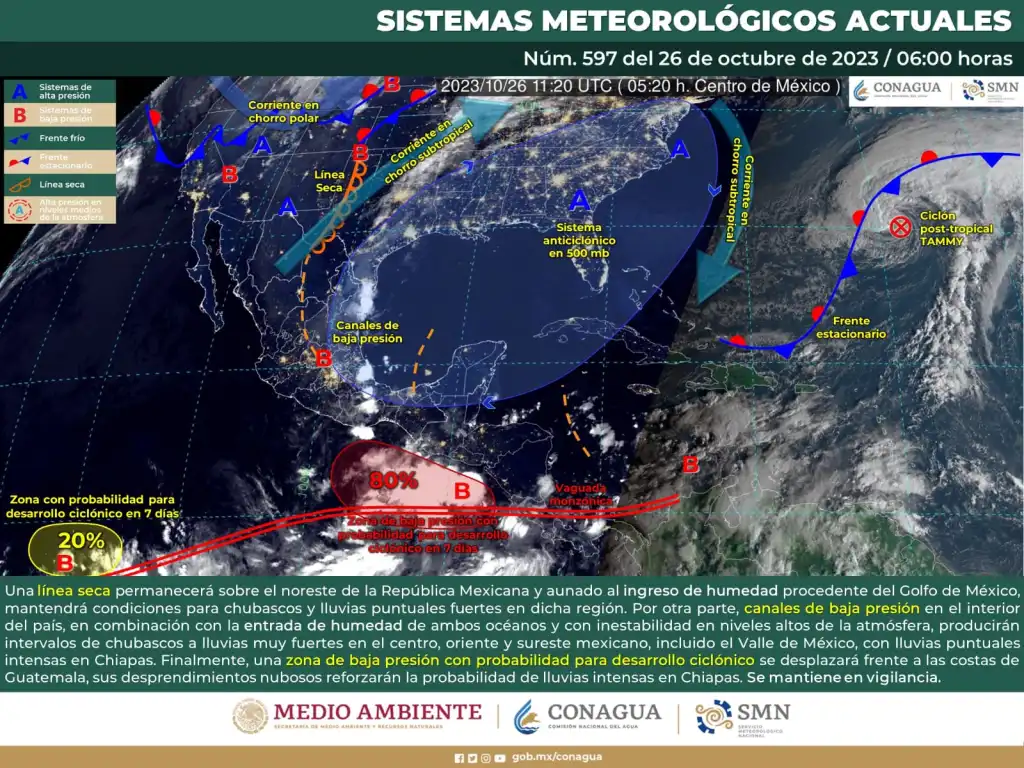Puntuales lluvias intensas en Chiapas México
