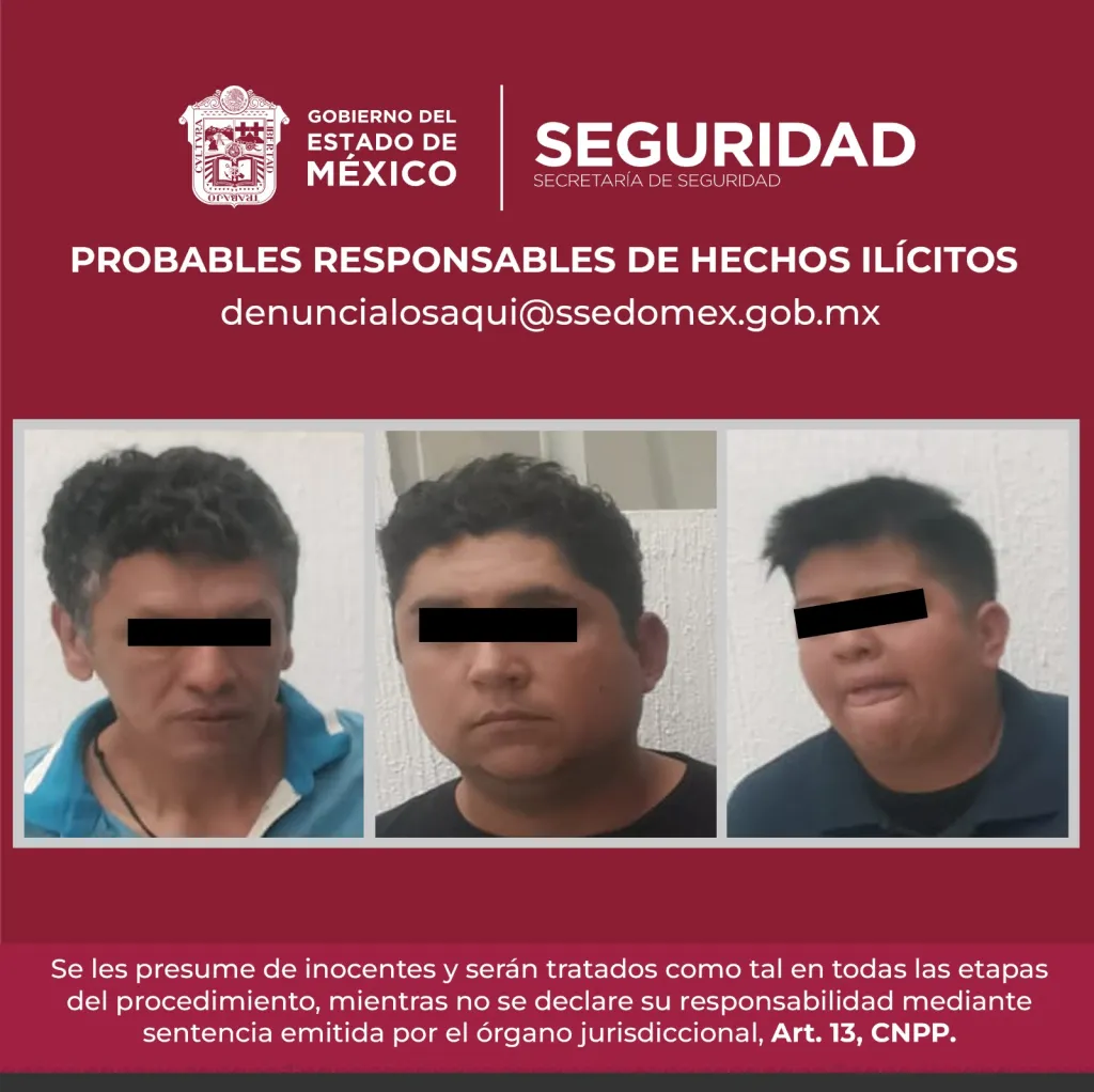 En Acolman Edoméx, por Robo a Casa Habitación Detienen a Tres Personas