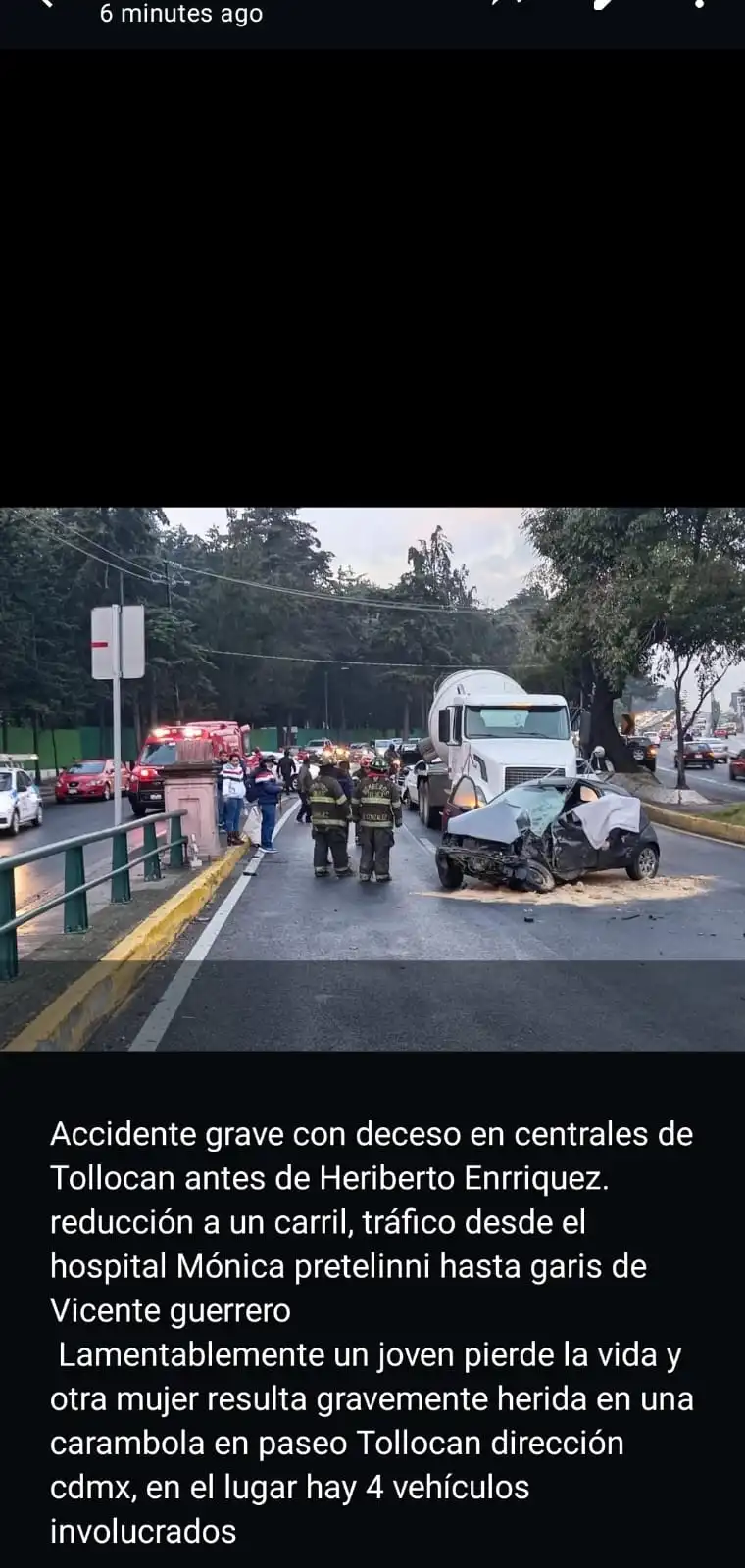 En Paseo Tollocan Toluca Edoméx Choque deja una persona fallecida