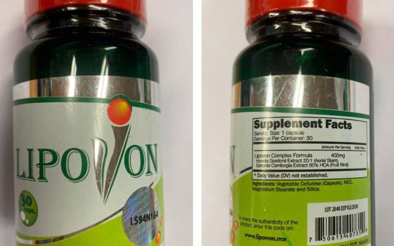 Cofepris advierte sobre Lipovon, que es un producto engaño para bajar de peso