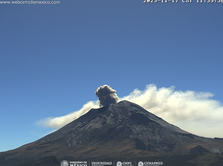 Del Popocatépetl se reporta ligera Caída de Ceniza en municipios Mexiquenses, Poblanos, Guerreros y Morelos