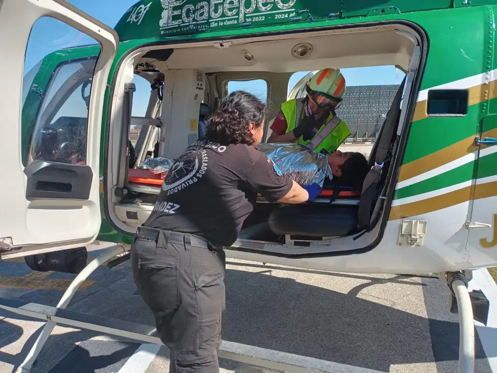 Es Trasladado Niño quemado con agua hirviendo, por helicóptero de Ecatepec en Edoméx a Hospital Especializado