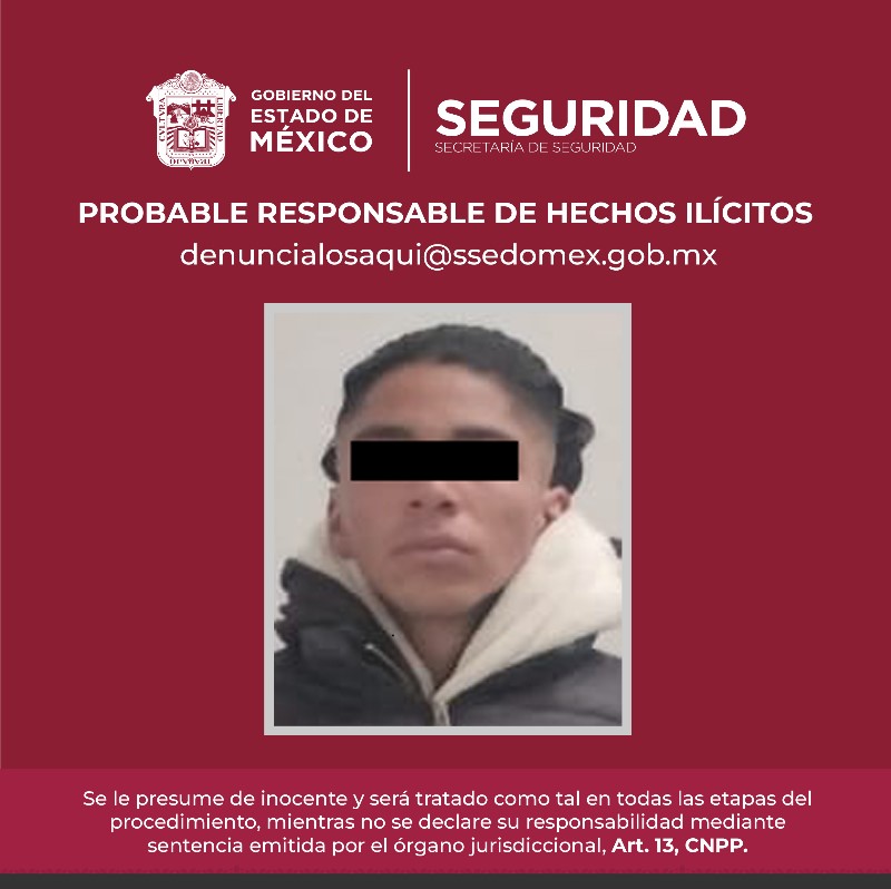 Secretaría de Seguridad Mexiquense detiene a probable narcomenudista en Jilotepec Edoméx