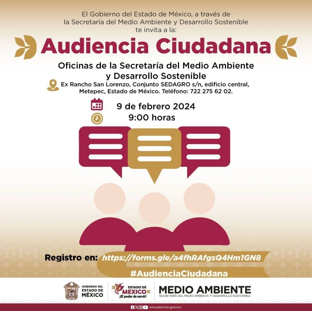 Realizará Secretaría del Medio Ambiente y Desarrollo Sostenible Audiencias Cudadanas