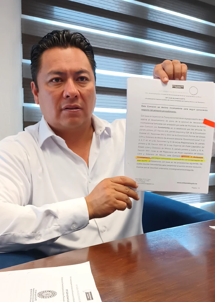 Presidente Municipal de Tezoyuca Edoméx, Aclara Procedimiento sobre límites territoriales