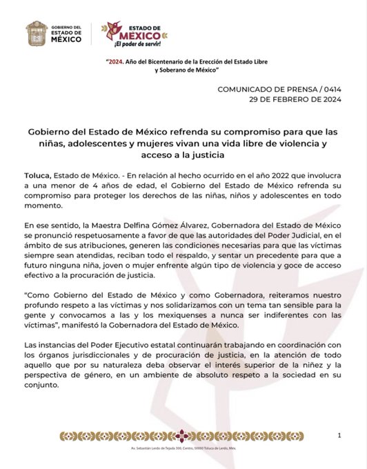 EDOMEX, sigue con alta criminalidad pese a llegada de Delfina Gómez