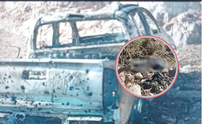 Abandonan cuerpos decapitados junto a un vehículo calcinado en Badiraguato, Sinaloa