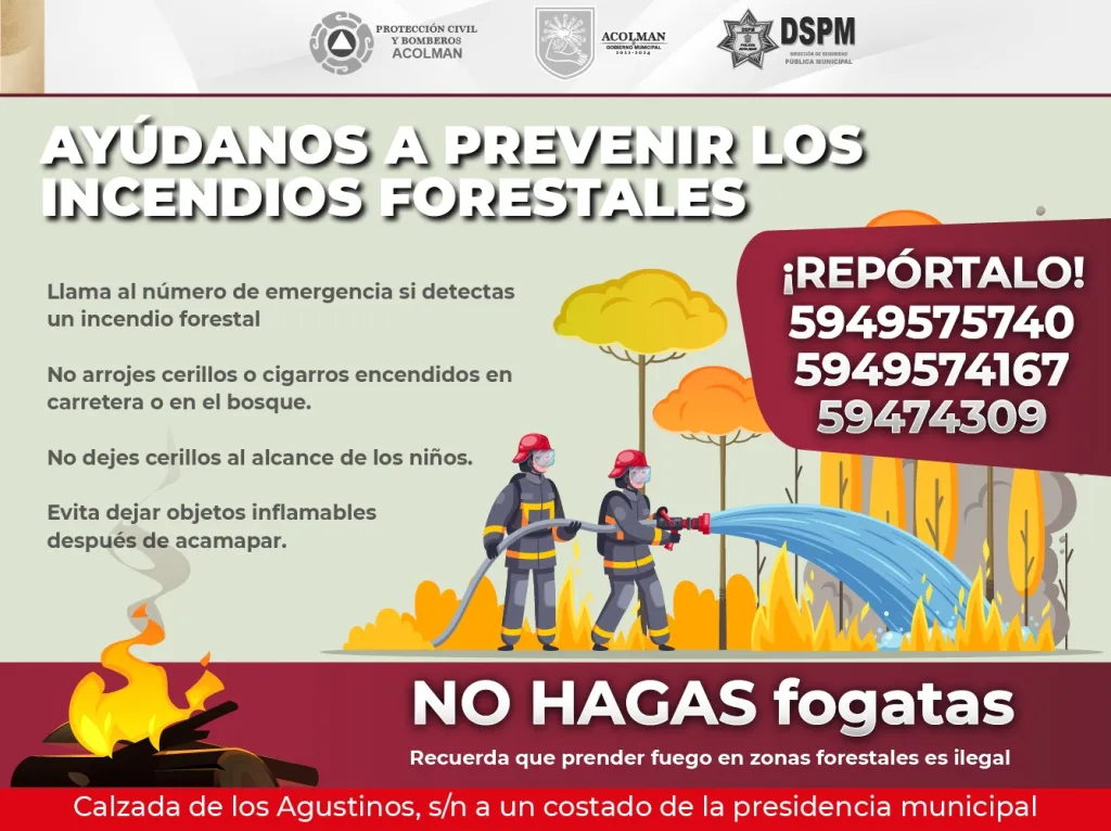 Pide Protección Civil y Bomberos de Acolman Edoméx, seguir Recomendaciones para evitar Incendios Forestales