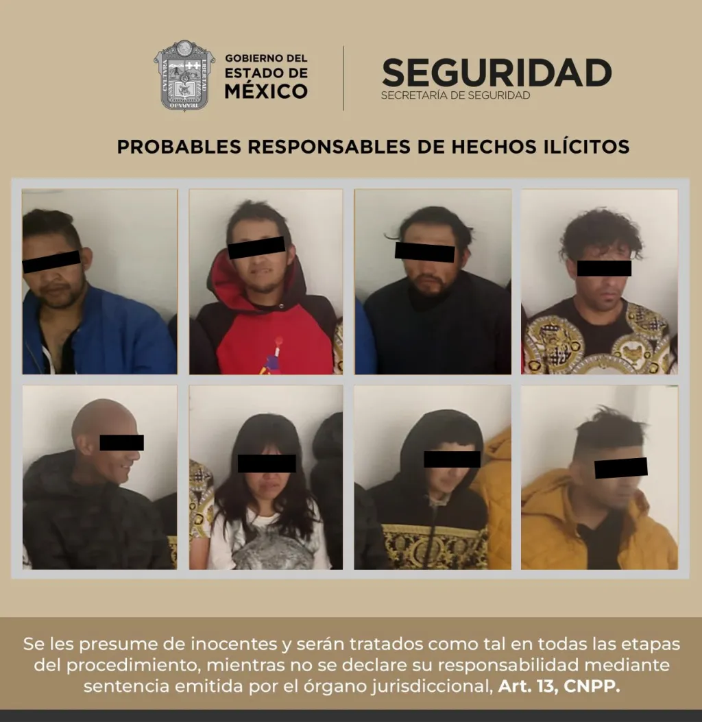 Ocho Personas son Detenidas por allanar un Domicilió con Violencia en Almoloya de Juarez Edoméx
