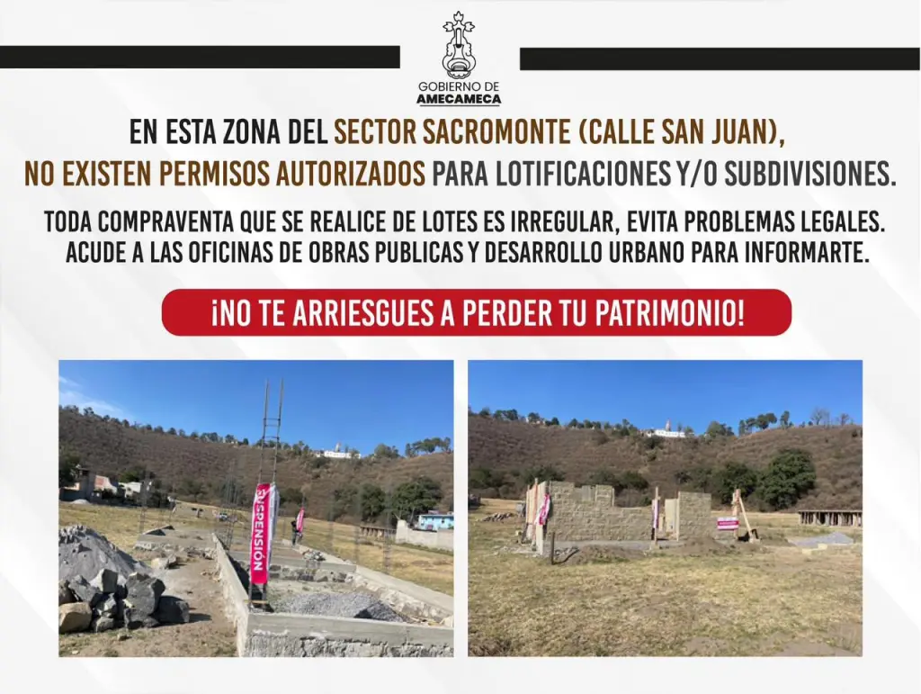El Gobiernode Amecameca Edoméx, Advierte sobre Posible Fraude en Compra y Veta de Terrenos en el municipio