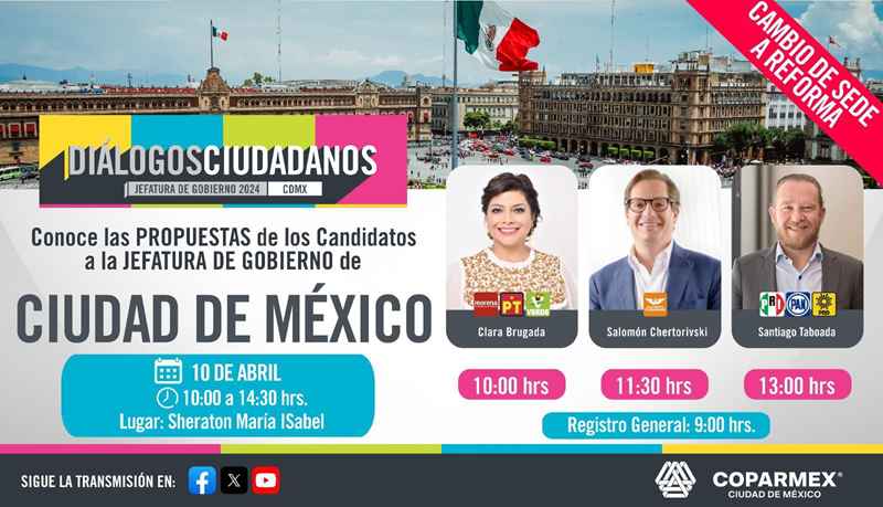 Coparmex sostendrá diálogo crucial con los candidatos a la jefatura de gobierno por el futuro de la CDMX