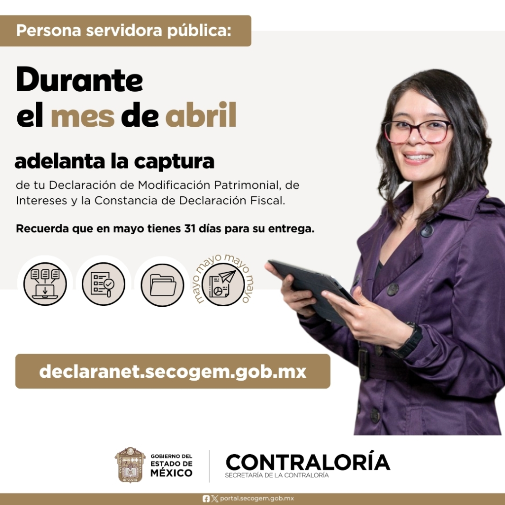 La Secretaría de la Contraloría agiliza la presentación de la Declaración de Modificación Patrimonial