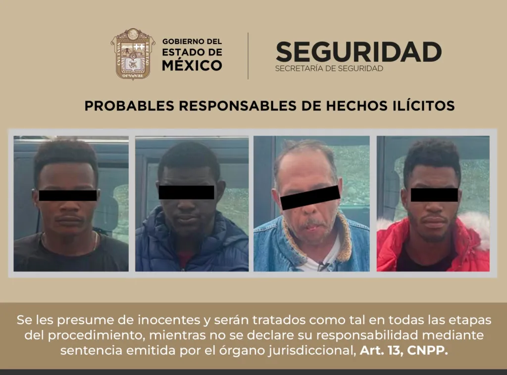 En Zumpango Edoméx, tres Haitanos y Méxicano detenidos porrobo de Camioneta