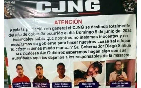 CJNG exhibe a responsables de la masacre en León, Guanajuato donde asesinaron a 6 personas, entre ellas dos men ores de edad