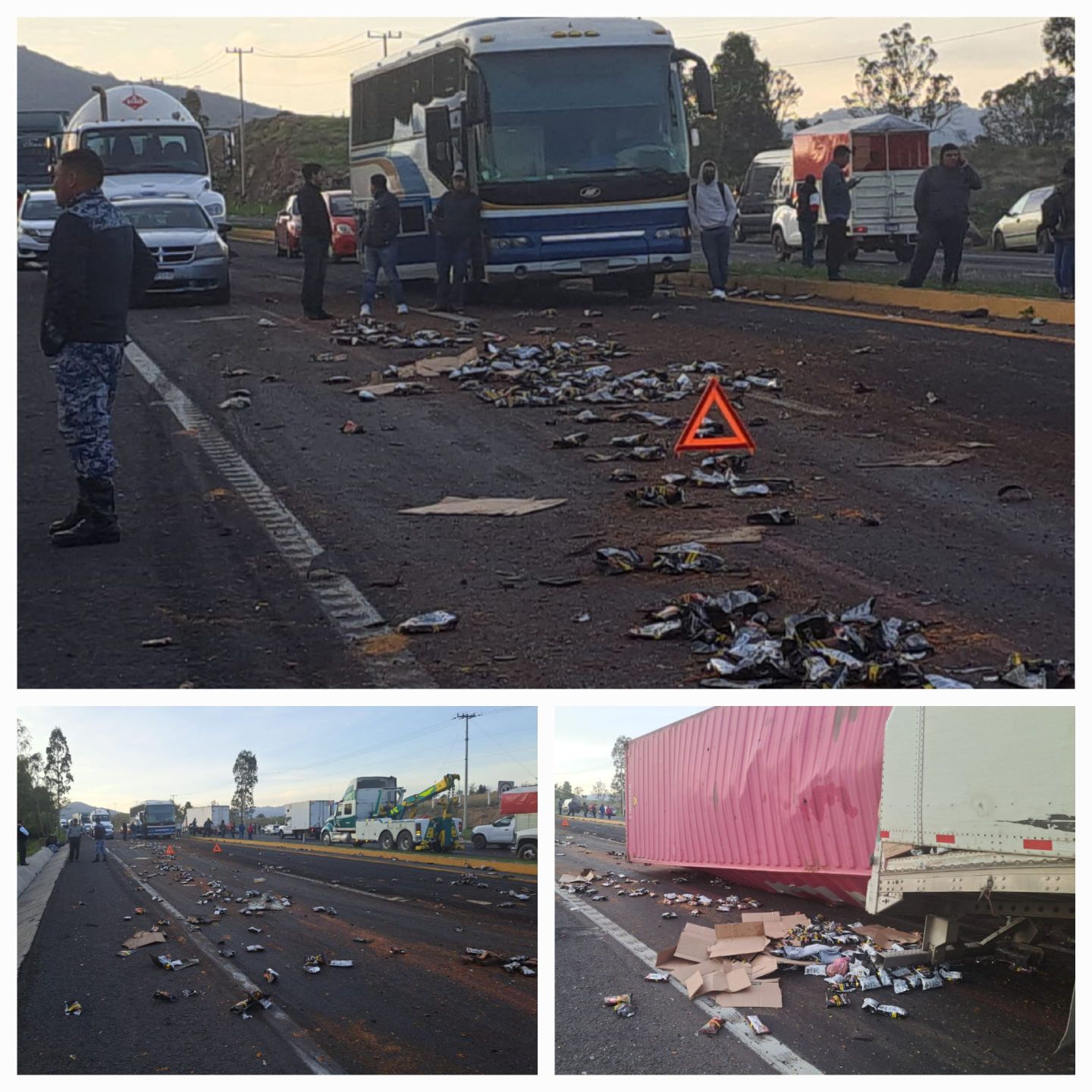 Bomberos de Texcoco del Edoméx apoyan durante fuerte accidente sobre la carretera a Calpulalpan Veracruz