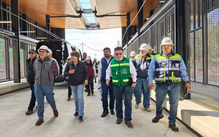 Delfina Gómez supervisa las obras del trolebús Chalco-Santa Martha