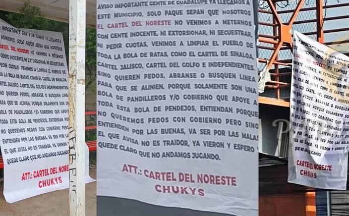 A través de narcomantas Cártel del Noreste anuncia su llegada a Nuevo León y advierte una «limpia» de otros g rupos criminales