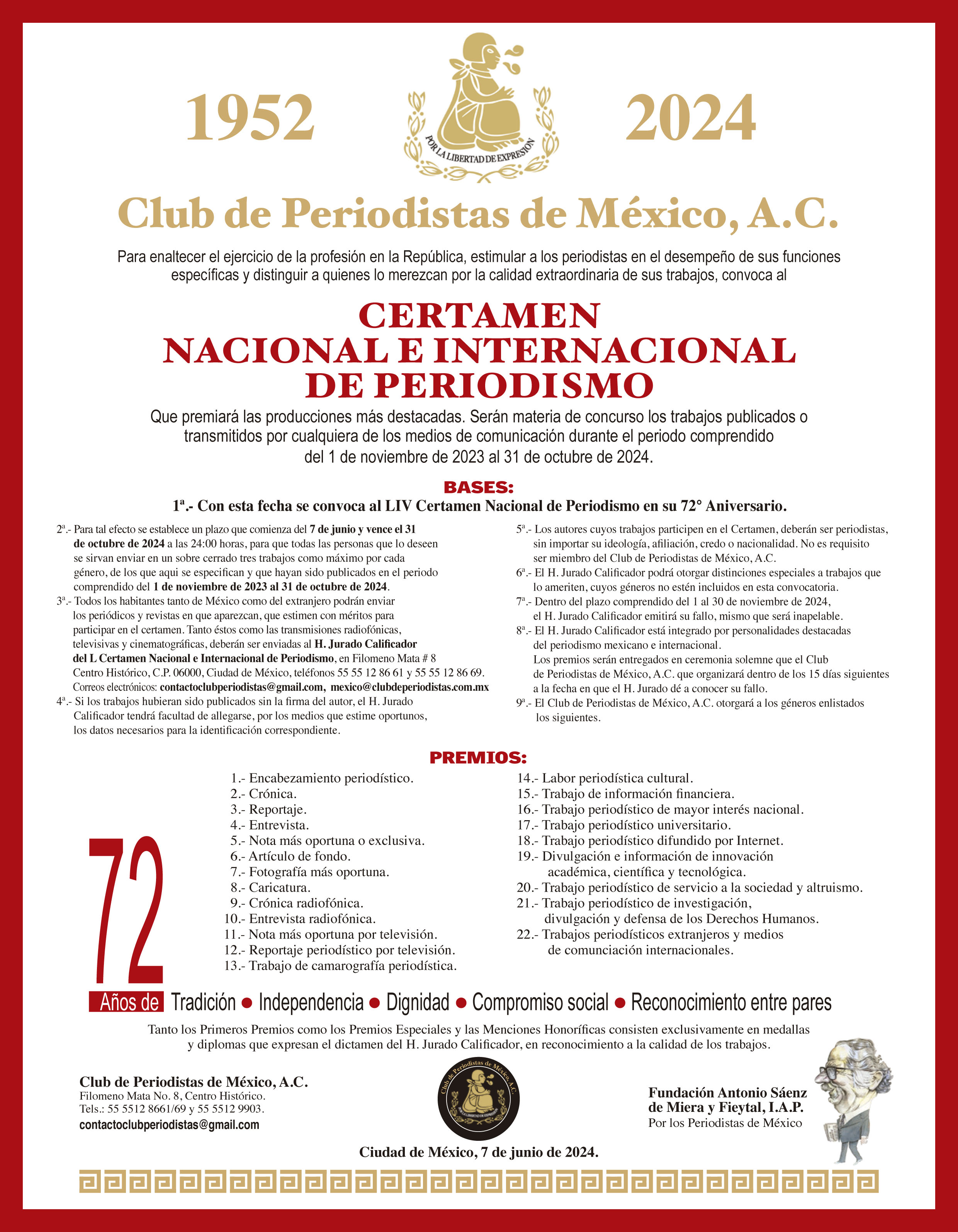 CLUB DE PERIODISTAS LANZA CONVOCATORIA NACIONAL E INTERNACIONAL DE PERIODISMO