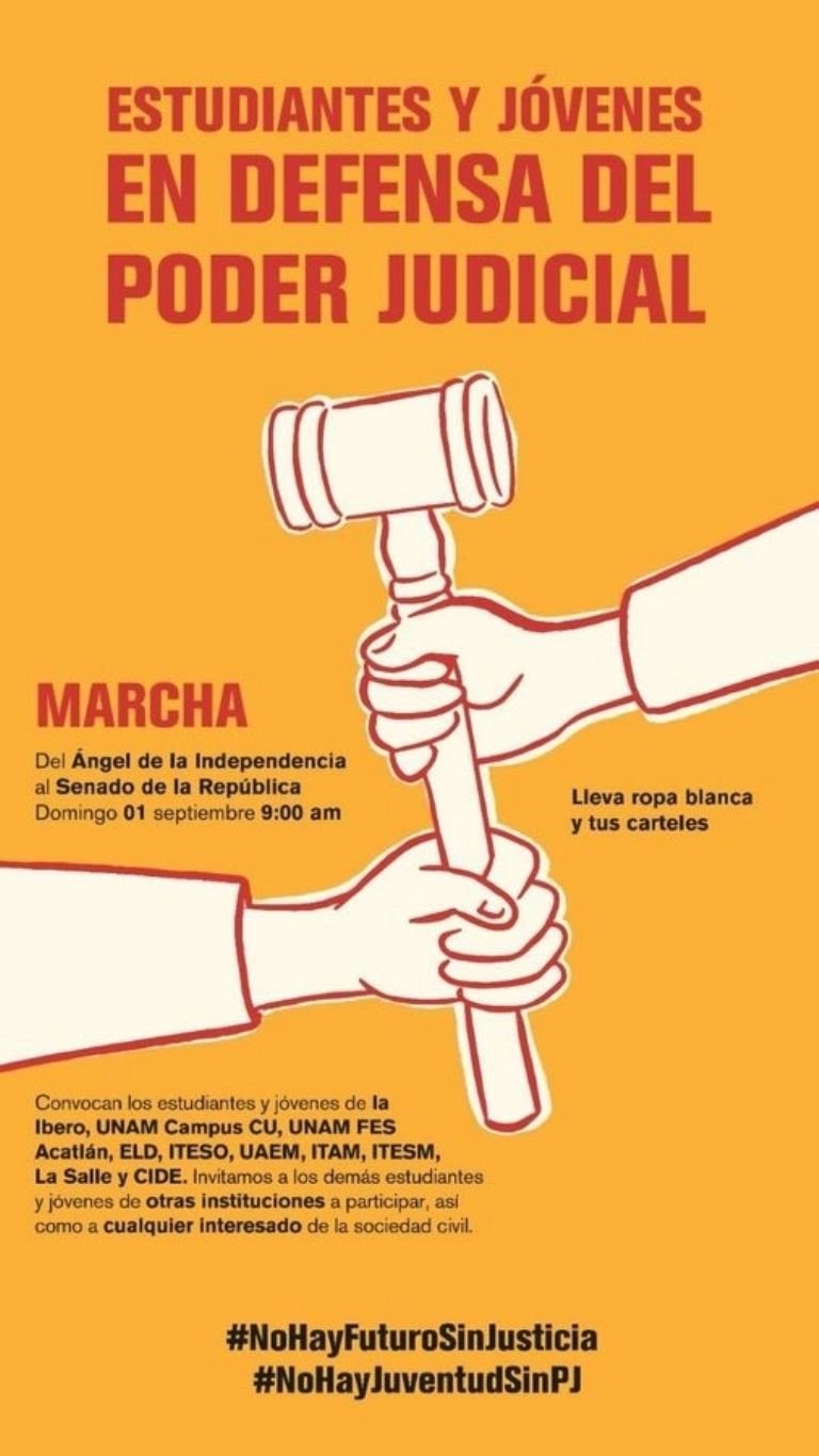 Contra reforma al Poder Judicial: convocan a marchas en varios Estados y en la Cdmx