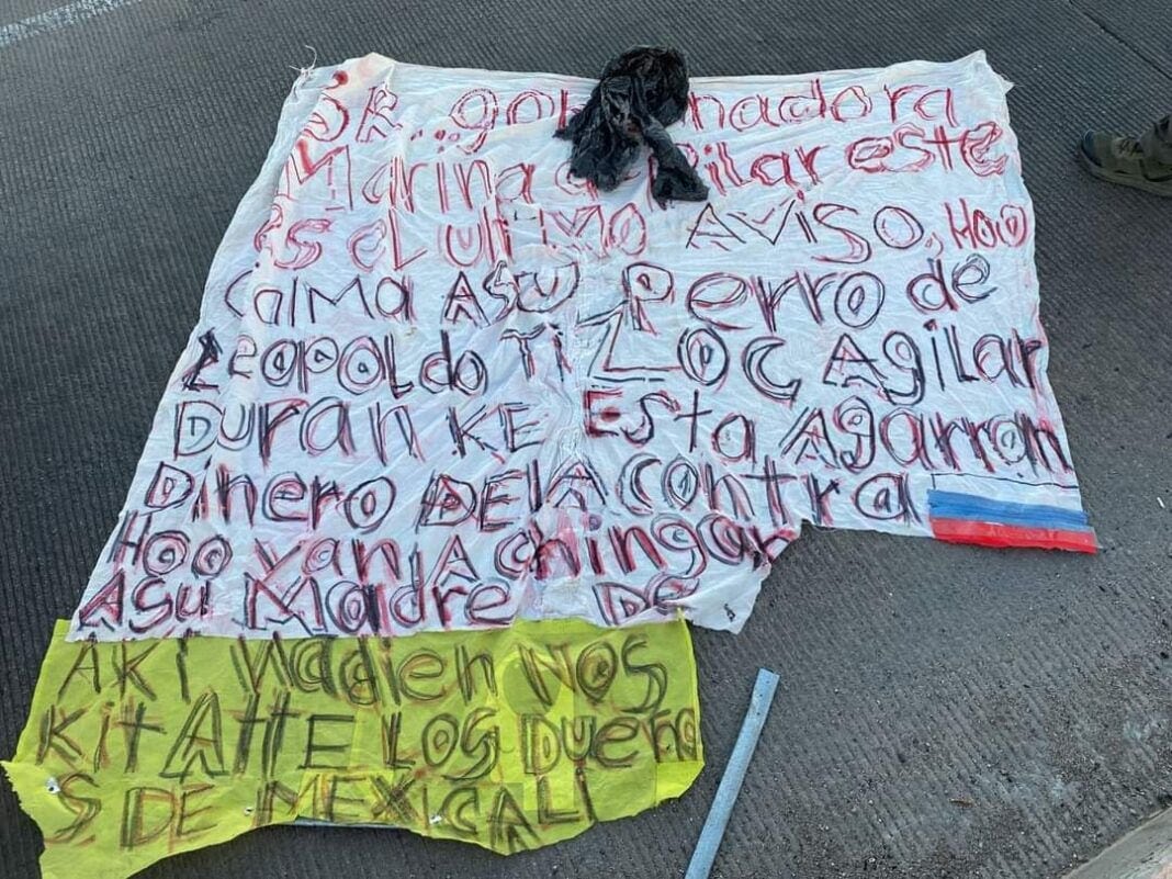 Aparece narcomanta en Mexicali contra la Gobernadora Marina del Pilar y la SSC local