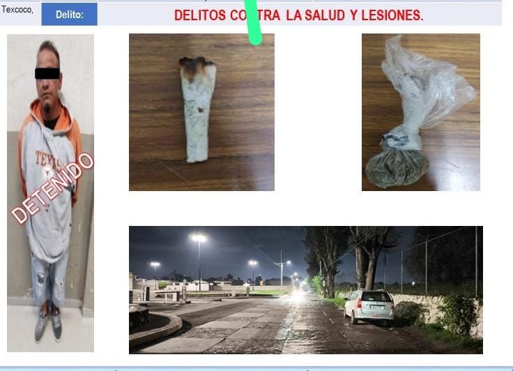 Detiene Policía de Texcoco Edoméx a masculino por posesión de estupefacientes