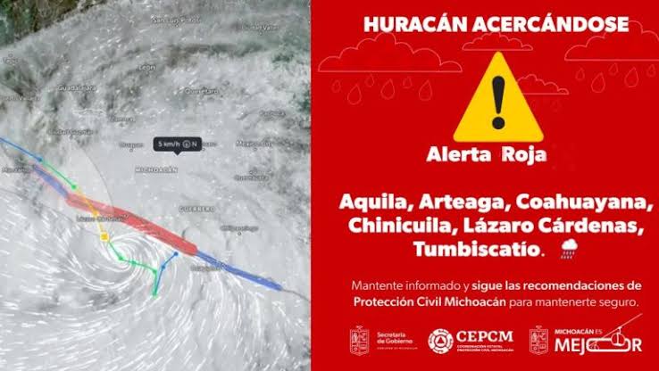 Encienden alerta roja de peligro máximo en Michoacan por Huracán John