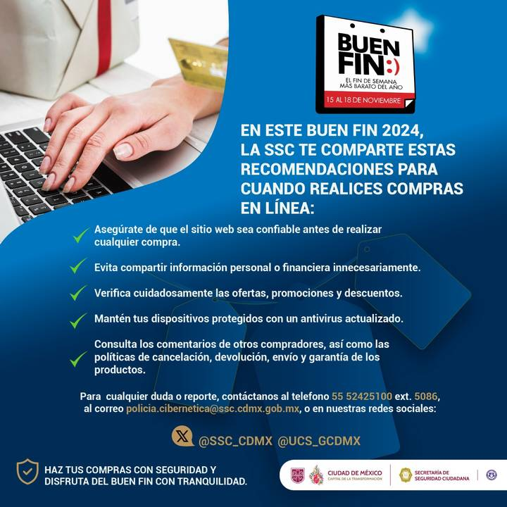 Autoridades capitalinas emiten recomendaciones para tener un “Buen Fin 2024” seguro