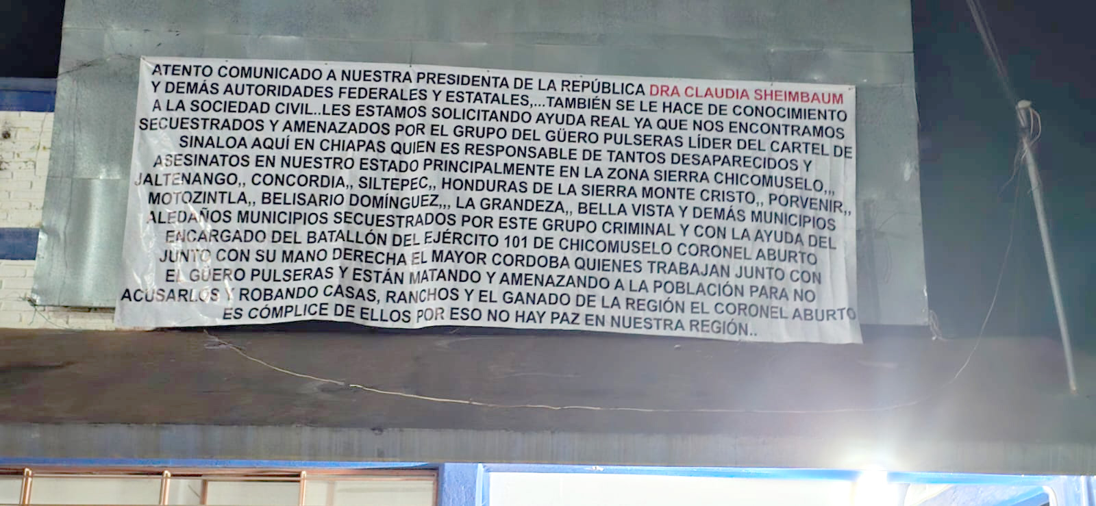 Exigen retirar Batallón 101 y Coronel Aburto para evitar recrudecimiento guerra entre CDS y CJNG en Chiapas